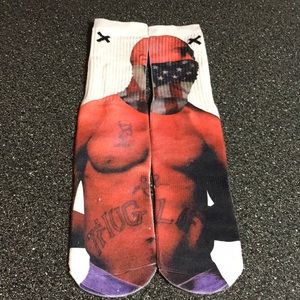 Tupac screen print socks